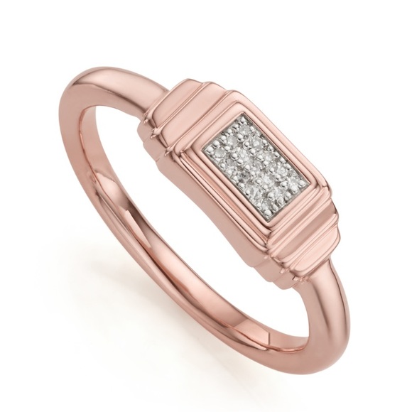 Monica Vinader Baja Deco Diamond Ring size 6.5